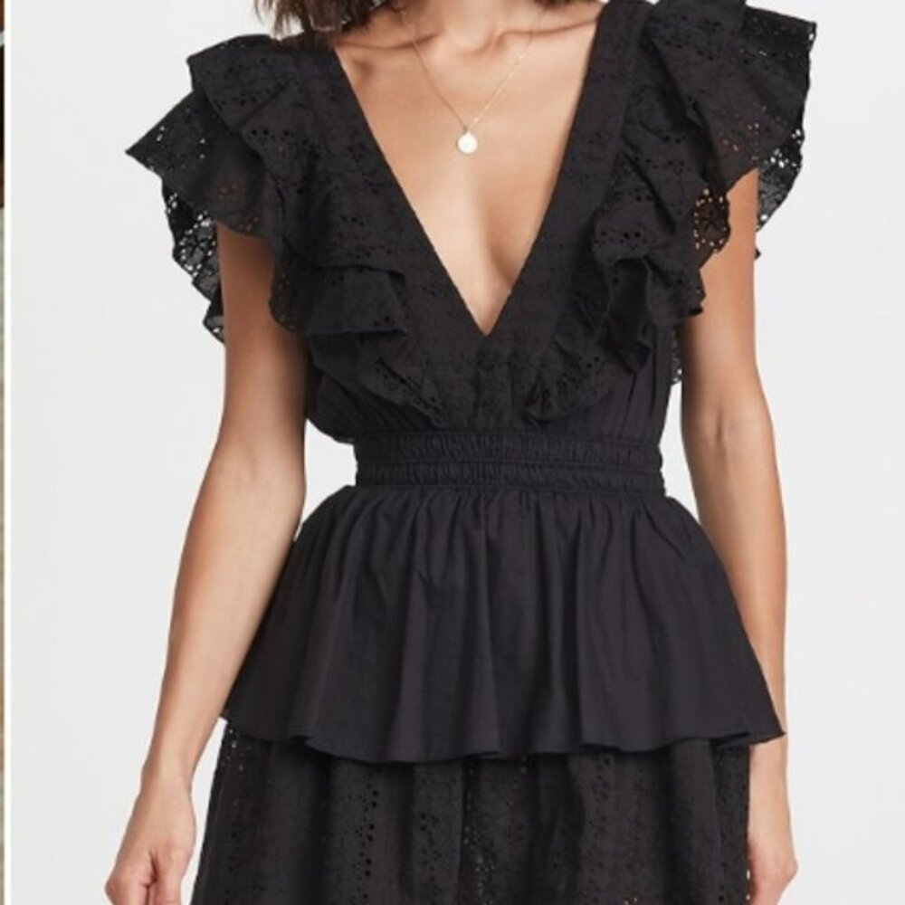 Playa Lucila Ruffle Mini Dress in Black